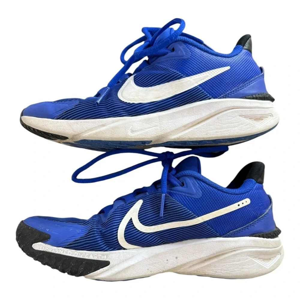 SOLD Nike Kids Star Runner 4 Lace Up Running Shoes Sneakers Size 6 Blue White - Picture 5 of 10